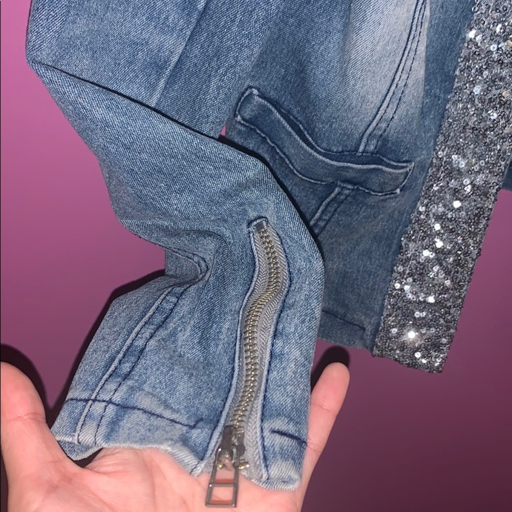 Sequined Denim Jacket - image 4